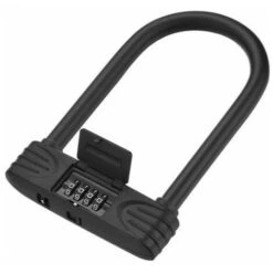 Antivol De Vélo En Forme De U, Cadenas De Vélo à Combinaison à 4 Chiffres, Cadenas à Combinaison Réinitialisable Pour Vélo/scooter/moto/vélo/porte, 1 Pièce, Noir 19,8 X 14,5 Cm