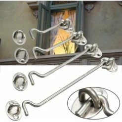 Crochet De Cabine En Acier Inoxydable Et Loquet à œillet, Très Résistant, En Métal, Pour Porte D'abri De Jardin, Porte Silencieuse, Coupe-vent, Avec Vis De Montage Pour Portes, Fenêtres, Armoires (tai -Optimal Serrures Magasin 100342225 3