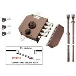 Serrure 3 Points Mottura 630 A2P1 Etoile Marron Agréé Assurances Avec 3 Clés A Pompe Incrochetables Droite - Avec Tringle - 3 Clés