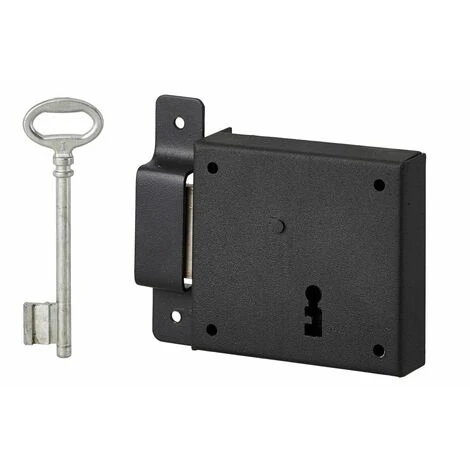 THIRARD - Serrure Horizontale En Applique à Clé Pour Porte De Cave, Pêne Seul, Gauche, Axe 50mm, 85x76mm, Noir, 1 Clé 1 THIRARD - Serrure Horizontale En Applique à Clé Pour Porte De Cave, Pêne Seul, Gauche, Axe 50mm, 85x76mm, Noir, 1 Clé