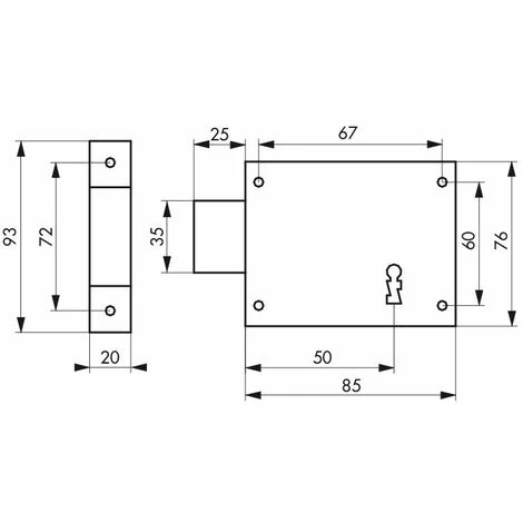 THIRARD - Serrure Horizontale En Applique à Clé Pour Porte De Cave, Pêne Seul, Gauche, Axe 50mm, 85x76mm, Noir, 1 Clé 2 THIRARD - Serrure Horizontale En Applique à Clé Pour Porte De Cave, Pêne Seul, Gauche, Axe 50mm, 85x76mm, Noir, 1 Clé – Image 2