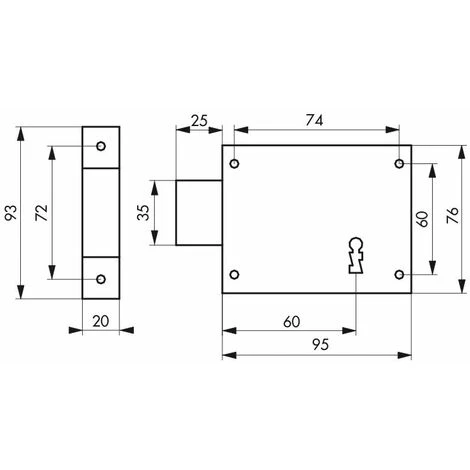 THIRARD - Serrure Horizontale En Applique à Clé Pour Porte De Cave, Pêne Seul, Gauche, Axe 60mm, 95x76mm, Noir, 1 Clé 2 THIRARD - Serrure Horizontale En Applique à Clé Pour Porte De Cave, Pêne Seul, Gauche, Axe 60mm, 95x76mm, Noir, 1 Clé – Image 2