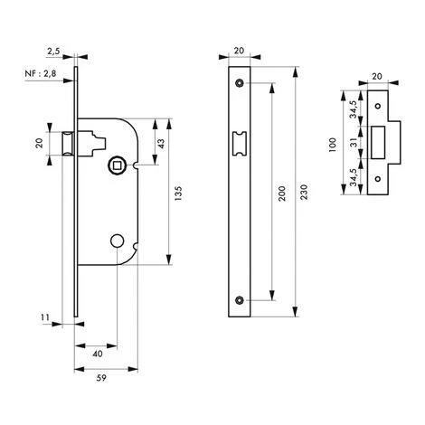 THIRARD - Serrure Encastrable Pour Porte Intérieure, Axe 40mm, Bouts Ronds, Blanc 2 THIRARD - Serrure Encastrable Pour Porte Intérieure, Axe 40mm, Bouts Ronds, Blanc – Image 2