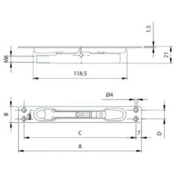 Verrou à Bascule 1 Sortie En M8, Têtière 24x160x1,5 Zinguée. Profondeur D'encastrement 21 Mm, Entraxe De Fixation 146 Mm 5 Verrou à Bascule 1 Sortie En M8, Têtière 24x160x1,5 Zinguée. Profondeur D'encastrement 21 Mm, Entraxe De Fixation 146 Mm -Optimal Serrures Magasin 18992470 3