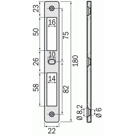 Gâche 3112 épaisseur 12 Mm Pour Pêne Dormant Et Demi-tour 2 Gâche 3112 épaisseur 12 Mm Pour Pêne Dormant Et Demi-tour – Image 2