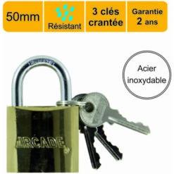ARCADE Cadenas 50 Mm En Acier Inoxydable - Garantie 2 Ans