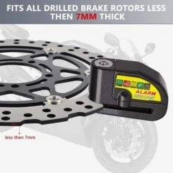 Bloc Disque Alarme Antivol Moto Bloque Disque Scooter Disc Lock Avec Alarme De 110db,2Clés,1.5m Câble Antivol,1 Sac De Bloc Disque Alarme Pour Moto/Vélo/Scooter (Noir) -Optimal Serrures Magasin 27114831 3