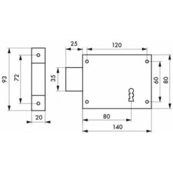 THIRARD - Serrure Horizontale En Applique à Clé Pour Porte De Cave, Pêne Seul, Gauche, Axe 80mm, 140x80mm, Noir, 2 Clés -Optimal Serrures Magasin 27153220 2