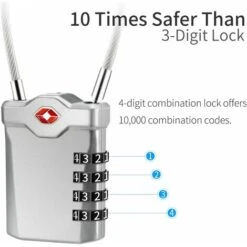 Kueatily Code 4 Chiffres Cadenas Bagage Pour Valise Voyage Cadenas Casier Collège Avec Fonction D'alerte Bagages Ouverts Et Cable En Acier (Argent)-1 Article 6 Kueatily Code 4 Chiffres Cadenas Bagage Pour Valise Voyage Cadenas Casier Collège Avec Fonction D'alerte Bagages Ouverts Et Cable En Acier (Argent)-1 Article -Optimal Serrures Magasin 28248005 3