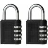 AIDUCHO 2PCS Serrures à Combinaison Cadenas Extérieur Pour L'école Locker Boîte Outils Pad Lock Petit Combo Digit Sports Gate Réinitialisable Code 4 Chiffres Casier Exterieur Serrure Clé (Noir)