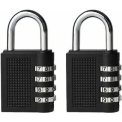AIDUCHO 2PCS Serrures à Combinaison Cadenas Extérieur Pour L'école Locker Boîte Outils Pad Lock Petit Combo Digit Sports Gate Réinitialisable Code 4 Chiffres Casier Exterieur Serrure Clé (Noir)