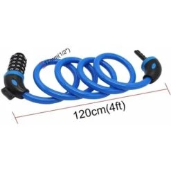 AIDUCHO Antivol Velo,Cadenas De Velos Long 120cm X 12mm,Câble Antivol Pour Vélo Scooter Motos Portail Vélo Avec 5 Chiffres Intelligente Code Et Vélo Poussette,Verrouillage à Vélo Antivol - Bleu -Optimal Serrures Magasin 32753426 3