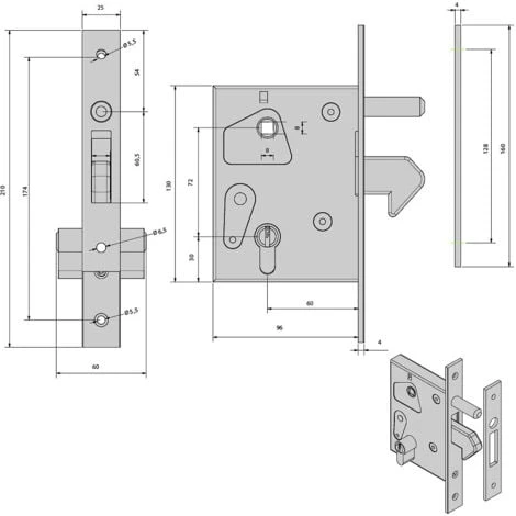 Serrure De Portail à Encastrer à Crochet, Axe 60 Mm 2 Serrure De Portail à Encastrer à Crochet, Axe 60 Mm – Image 2
