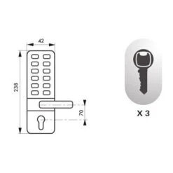 Thirard - Serrure à Combinaison Chromée Mat Avec Béquille Double Pour Serrure à Encastrer Entraxe 70 Mm 3 Clés -Optimal Serrures Magasin 38702382 3