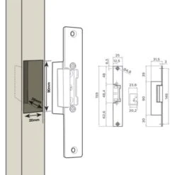 Gâche électrique Têtière Courte à Encastrer Avec Levier De Déblocage - -Optimal Serrures Magasin 461711 4