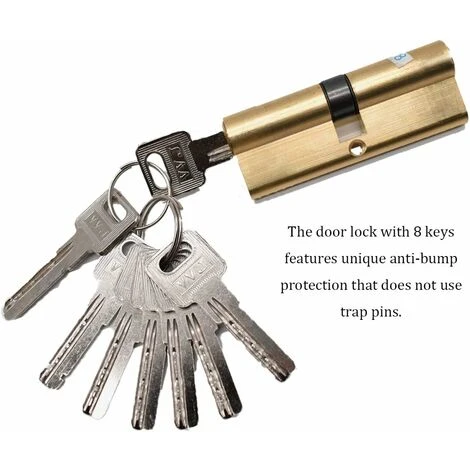 Cylindre De Serrure,Cylindre Débrayable 42.5/42.5(85mm) 8 Clés Finition En Laiton Haute Sécurité Anti Pic Anti Perceuse Anti Coup Guazhuni 2 Cylindre De Serrure,Cylindre Débrayable 42.5/42.5(85mm) 8 Clés Finition En Laiton Haute Sécurité Anti Pic Anti Perceuse Anti Coup Guazhuni – Image 2