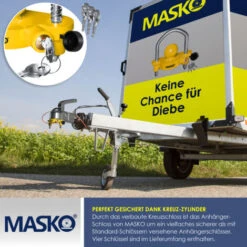 MASKO® Cadenas De Remorque Pour Attelage Courant Montage Facile Protection Contre Le Vol Sécurisation De Remorque Antivol 2 Clés Serrure Croisée Particulièrement Sûre, Jaune -Optimal Serrures Magasin 50753095 5