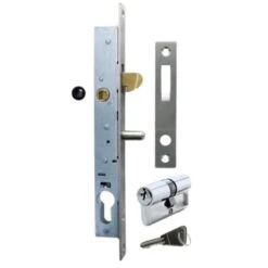 Optimal Serrures Magasin 26 Serrure De Portail à Crochet à Larder Axe à 13,5 Mm + Cylindre 60 Mm + Gâche