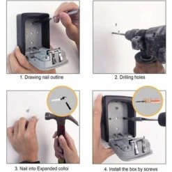 Boîte à Clé Sécurisée, Avec Serrure 4 Chiffres à Code Supérieur Grand Clés Boîte, étanche à L'eau Et à La Rouille,Boite A Clef Mural Pour Une Utilisation En Intérieur Et En Extérieur. -Optimal Serrures Magasin 53929700 4