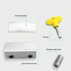 2 Packs Verrou Cale Fenêtre Coulissante Avec Clé Limiteur Cadre Porte Coulissante Réglable En Alliage D'aluminium Sécurité Antivol Pour Sécurité Enfants Pour L'école Dortoir Bureau Domicile-Triomphe -Optimal Serrures Magasin 53948335 3