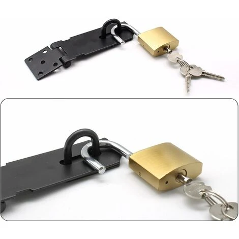 Sécurité Moraillon De Cadenas, Fermoir De Porte En Acier Inoxydable Avec Cadenas Imitation Cuivre, Moraillon Loquet De Porte Peut être Utilisé Pour Les Portes, Fenêtres, Jardins, Cabanons LO-Ron 3 Sécurité Moraillon De Cadenas, Fermoir De Porte En Acier Inoxydable Avec Cadenas Imitation Cuivre, Moraillon Loquet De Porte Peut être Utilisé Pour Les Portes, Fenêtres, Jardins, Cabanons LO-Ron – Image 3