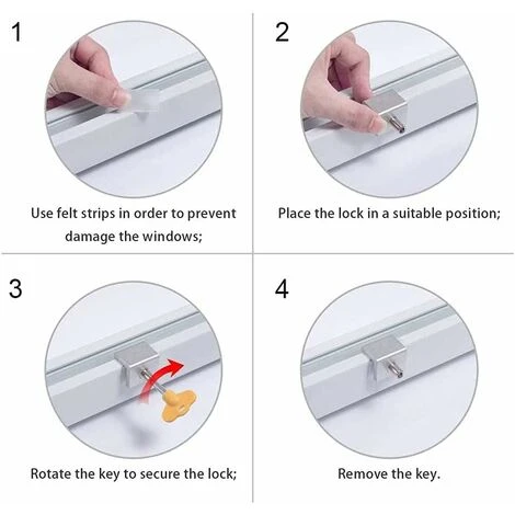 Loquet De Baie Coulissante, 2 PCS Serrure De Fenêtre Coulissante En Alliage D'aluminium Anti-dérapant Serrure De Fenêtre De Sécurité Avec Bloc De Porte Coulissante à Clé Loquet Coulissant Pour Enfants 5 Loquet De Baie Coulissante, 2 PCS Serrure De Fenêtre Coulissante En Alliage D'aluminium Anti-dérapant Serrure De Fenêtre De Sécurité Avec Bloc De Porte Coulissante à Clé Loquet Coulissant Pour Enfants – Image 5