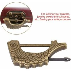 Déstockage Serrure En Forme De Poisson En Métal Serrure En Forme De Poisson En Bronze Antique Ancien Cadenas Chinois Avec Clé Pour Boîte à Bijoux Tiroir 59 × 31mm -Optimal Serrures Magasin 59799901 3