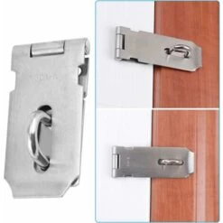 DENUOTOP Quincaillerie De Porte Et De Fenêtre 2Pcs Moraillon Résistant Et Agrafe Serrure, Acier Inoxydable Porte Verrous, Porte Fermoir Avec 16Pcs Des Vis, 4 Pouces -Optimal Serrures Magasin 60004344 5