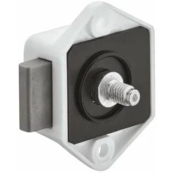 Serrure à Pêne Dormant En Applique Blanc Push Lock Axe 15mm Fermeture Porte Portail Meuble Salle De Bain Cuisine Universel