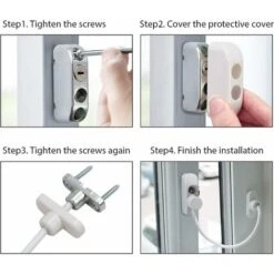 1pc Fenêtre Entrebâilleur De Porte Verrouillage Porte Coulissante Bébé Sécurité Enfant Verrou De Sécurité Câble Catch Fils Avec Clé En Acier Inoxydable Pour Garage Placard Fenêtre Chambre，blanche，Lila -Optimal Serrures Magasin 63824884 5