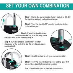 Déstockage Cadenas Code Anse Longue Exterieur Pour Portail, Abri De Jardin, 4 Chiffres Grande Cadena A Combinaison Long Pour Casier Vestiaire Sport, College, Scolaire, Serrure Combinée Noir -Optimal Serrures Magasin 64027000 4