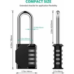 Cadenas à Combinaison Robuste – Cadenas Résistant Aux Intempéries, Verrou Réinitialisable, Anse De 6,3 Cm De Long En Alliage De Zinc à 4 Chiffres, 2Pcs -Optimal Serrures Magasin 65506921 3