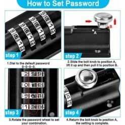Loquet De Verrouillage à Combinaison Verrou à Combinaison à 4 Chiffres Verrou De Porte à Code Mécanique Serrure Sans Clé Glissière Verrou De Porte Inviolable Pour Armoire Jardin,KoleZy -Optimal Serrures Magasin 67694595 5