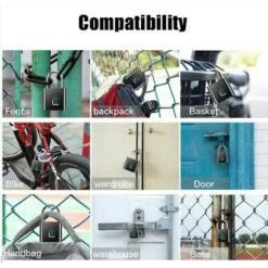 Cadenas à Empreintes Digitales, Serrure Rechargeable USB De Sécurité Keyless De Sécurité Imperméable D'IP67 Pour Utilisation En Intérieur Et En Plein Air, Noir -Optimal Serrures Magasin 69383453 5