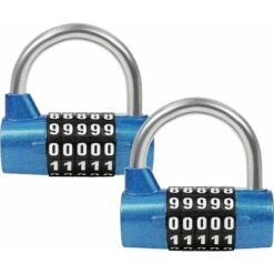 Ladacèe,Cadenas Code à 5 Chiffres Bleu (Lot De 2) - 6,5 X 2,5 Cm - Intérieur/Extérieur Réinitialisable Et Imperméable