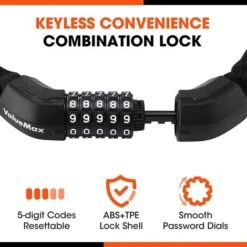 ValueMax Chaîne Antivol Vélo à Code De 1000 Mm 8 Mm Avec 5 Chiffres Mot De Passe, Cadenas à Vélo En Acier Trempé Haute Sécurité Pour Vélo, Moto, Porte, Portail -Optimal Serrures Magasin 71212799 3
