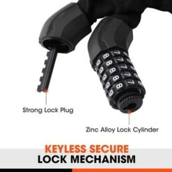 ValueMax Chaîne Antivol Vélo à Code De 1000 Mm 8 Mm Avec 5 Chiffres Mot De Passe, Cadenas à Vélo En Acier Trempé Haute Sécurité Pour Vélo, Moto, Porte, Portail -Optimal Serrures Magasin 71212799 4