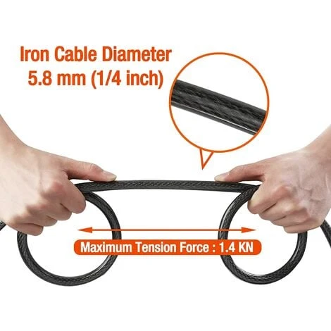 ValueMax Câble Antivol Vélo 213 Cm X 12 Mm, Antivol Vélo De Sécurité Avec Revêtement PVC, Double Boucle Tressée, Pour Cadenas, Antivol à Disque Et Antivol En U 5 ValueMax Câble Antivol Vélo 213 Cm X 12 Mm, Antivol Vélo De Sécurité Avec Revêtement PVC, Double Boucle Tressée, Pour Cadenas, Antivol à Disque Et Antivol En U – Image 5