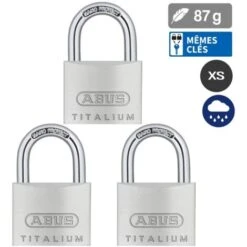 Cadenas Abus 64 Titalium 40 TRIPLES Spécial Extérieur