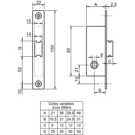 Serrure 1 Point Coffre 20/46 - METALUX - F120460000 2 Serrure 1 Point Coffre 20/46 - METALUX - F120460000 – Image 2