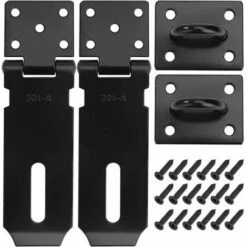 Cadenas Fermoir Loquet De Porte Acier Inoxydable Moraillon De Verrouillage 4 Pouces Verrou De Porte Avec Vis Finition Noir Mat 2 Pièces Guazhuni