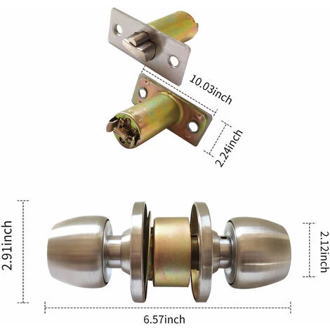 Serrure De Poignée De Porte Avec 3 Clés Poignée De Style Boule Ronde Intimité Chambre Salle De Bain Poignée Serrure En Acier Inoxydable Poli Ensemble De Bouton De Porte 3 Serrure De Poignée De Porte Avec 3 Clés Poignée De Style Boule Ronde Intimité Chambre Salle De Bain Poignée Serrure En Acier Inoxydable Poli Ensemble De Bouton De Porte – Image 3