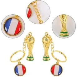Déstockage 2022 Qatar Coupe Du Monde Porte-clés 2 Pièces Métal Football Trophée Porte-clés Football Porte-clés Coupe Du Monde Trophée Porte-clés Sport Souvenir Cadeaux École Carnaval Récompense Franc