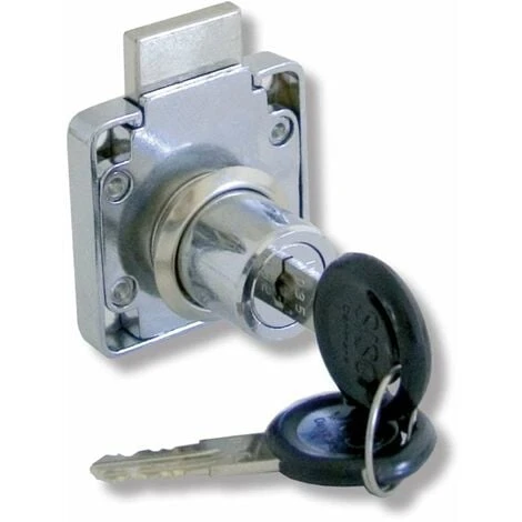 Serrure De Meuble à Pêne Dormant Siso 850 Acier Chromé En Applique Avec Rosace Et 2 Clés Cylindre à Paillettes Axe 25,5mm Sécurité Armoire Placard Tiroir Bureau Antivol 1 Serrure De Meuble à Pêne Dormant Siso 850 Acier Chromé En Applique Avec Rosace Et 2 Clés Cylindre à Paillettes Axe 25,5mm Sécurité Armoire Placard Tiroir Bureau Antivol