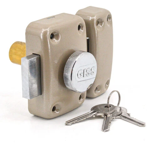 Verrou De Porte Haute Sécurité S'entrouvrant A Bouton Et Cylindre GISS Dimension - 45 Mm 3 Verrou De Porte Haute Sécurité S'entrouvrant A Bouton Et Cylindre GISS Dimension - 45 Mm – Image 3