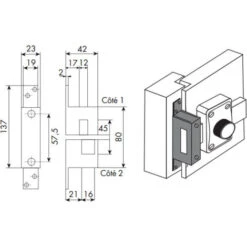 Gâche Haute à Patte Pour Porte à Recouvrement - ISEO - 97024400SA