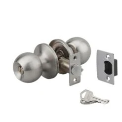 THIRARD - Serrure Horizontale Tubulaire En Applique Double Entrée Pour Porte D'entrée, Axe Réglable, Chromé Mat, 3 Clés