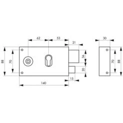THIRARD - Boitier De Serrure Horizontale En Applique Double Entrée à Fouillot Pour Entrée, Droite, Axe 53mm, 140x88mm, Noir -Optimal Serrures Magasin 83786432 2