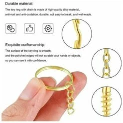 Anneau Porte Clé Avec Chaîne 220 Pièces Anneaux Fendue Attache Porte Clef Détachable Anneaux De Porte-clé En Acier Anneaux De Porte-clé Pour Bricolage Porte Clés Pour Bricolage Loisirs Créatifs -Optimal Serrures Magasin 85711583 2