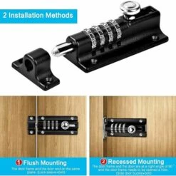 Loquet De Verrouillage à Combinaison Verrou à Combinaison à 4 Chiffres Verrou De Porte à Code Mécanique Serrure Sans Clé Glissière Verrou De Porte Inviolable Pour Armoire Jardin, -Optimal Serrures Magasin 85799764 4